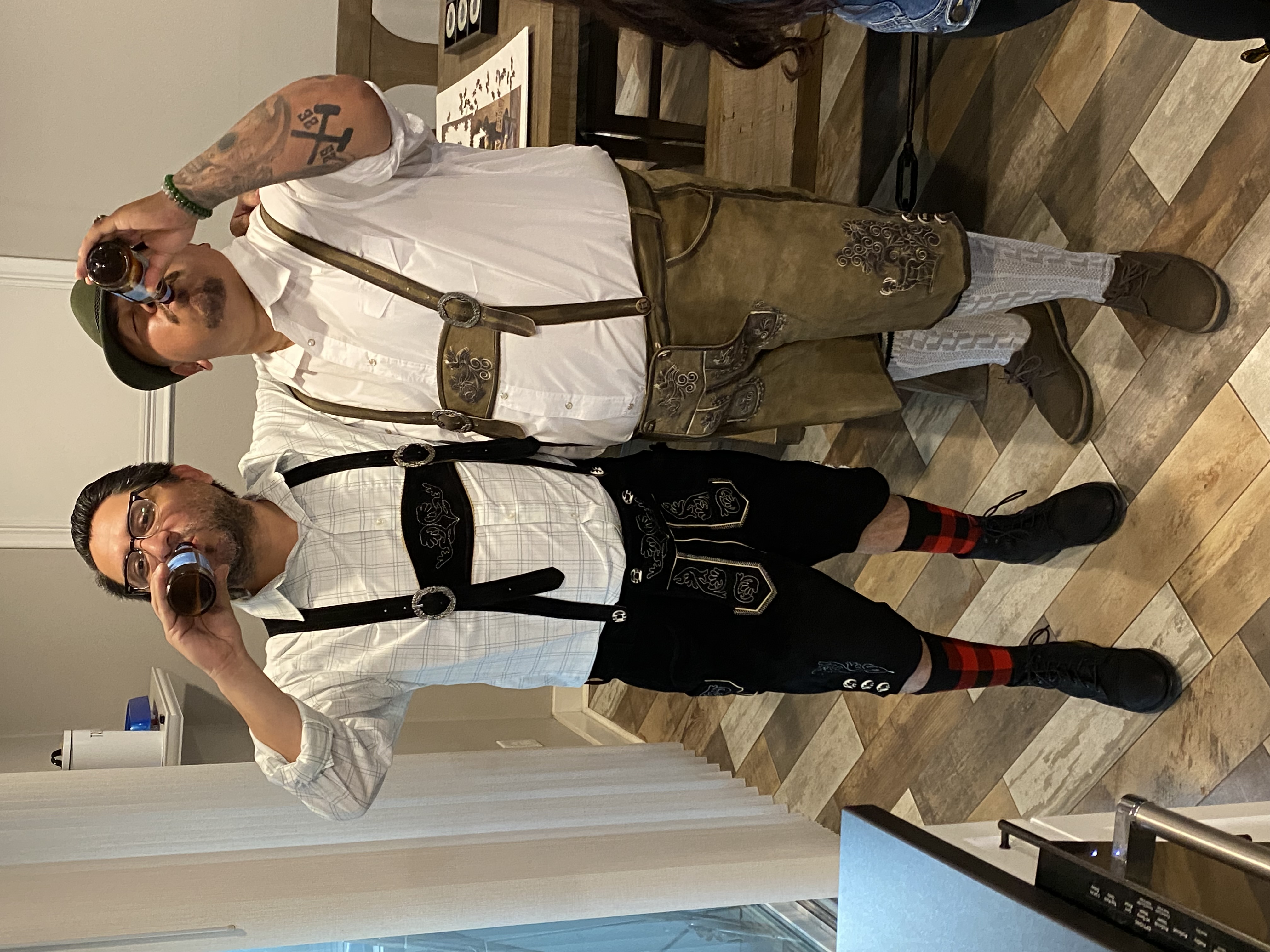 A photo of Joe and Jesse having drinks before Oktoberfest